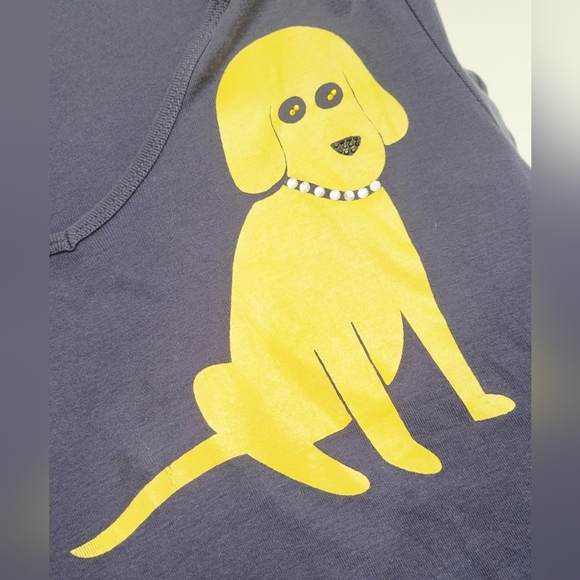 Cute Navy Blue Dog Graphic T-Shirt w/Rhinestone Collar | Size XL - Picture 6 of 7